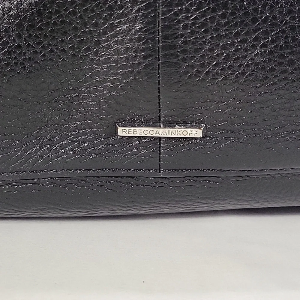 Women's Rebecca Minkoff Black Pebble Leather Business Laptop Crossbody Bag